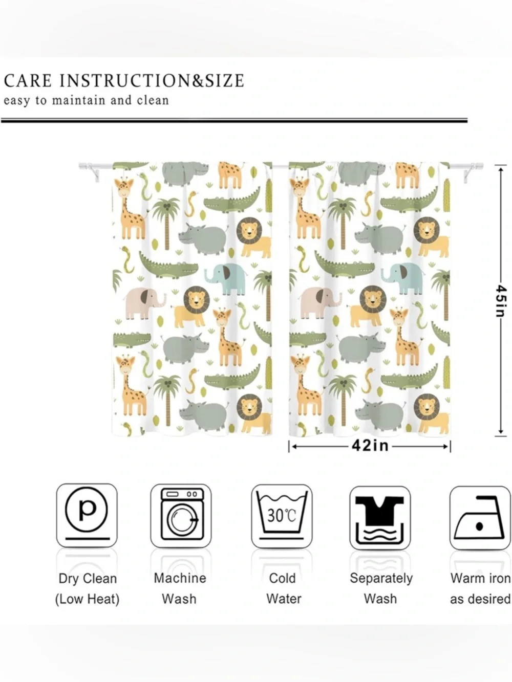 Safari Friends Kids Curtain Panel - Green & Yellow